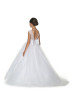 Rhinestone Beaded White Tulle Romantic Flower Girl Dress